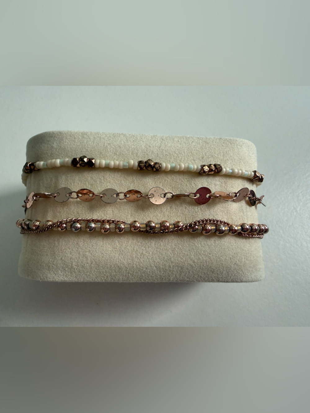 Pura Vida Rose Gold and Cream Layered Bracelet Set